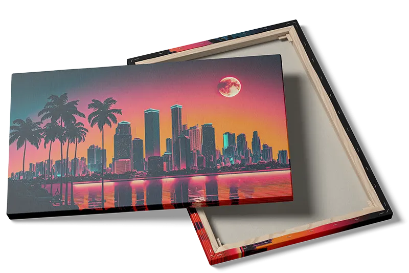Neon Skyline ved Solnedgang