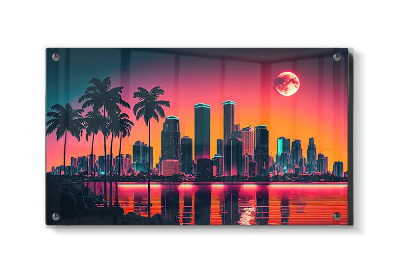 Neon Skyline ved Solnedgang