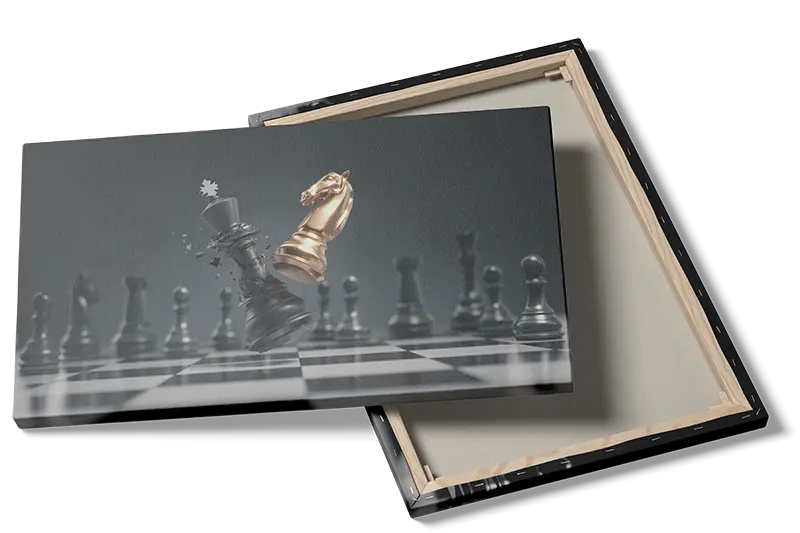 Skakbrikkerskakbrætspringerkonge med 3d-renderingrefleksionerdybdeskarphed mønster