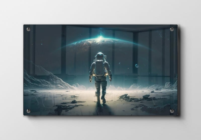 Grafisk Astronaut på Månelandskab