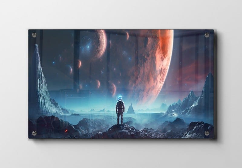 Grafisk Astronaut Under Rød Planet