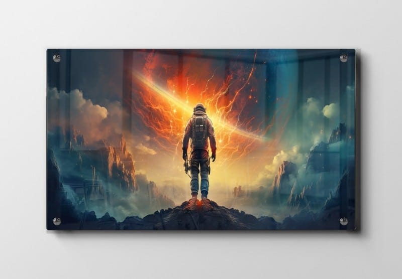 Astronaut Under Brændende Himmel