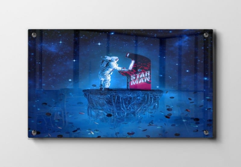 Astronaut ved Space Invaders