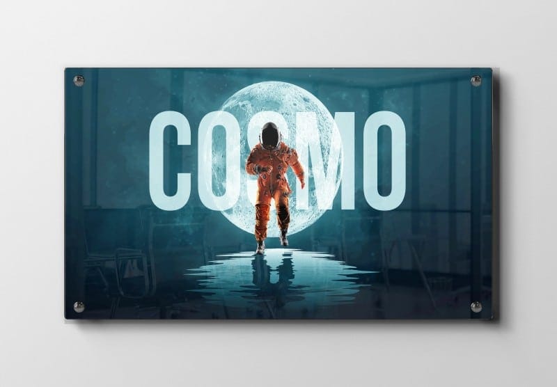 Grafisk Astronaut Foran Fuldmåne