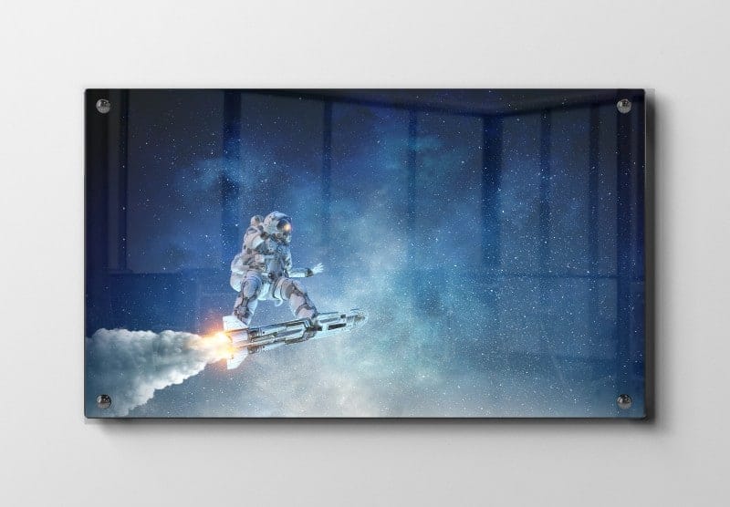Astronaut på Raketboard i Rummet