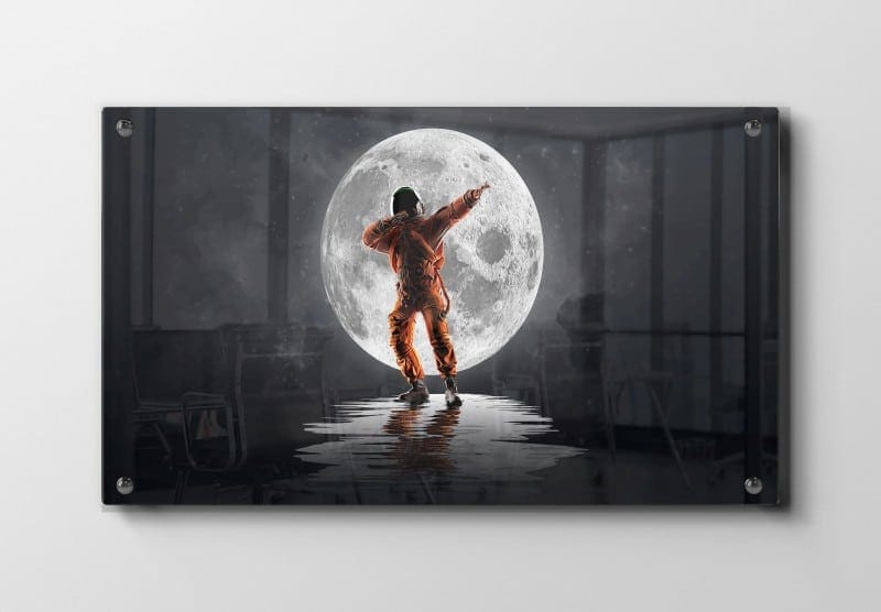 Astronaut Foran Fuldmåne Refleksion