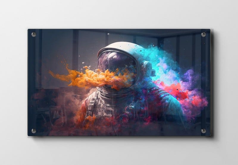 Astronaut med Farverig Røgsky