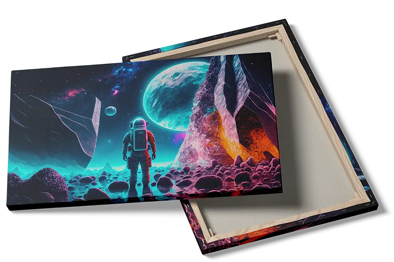 Astronaut ved Neonfremmed Klippe
