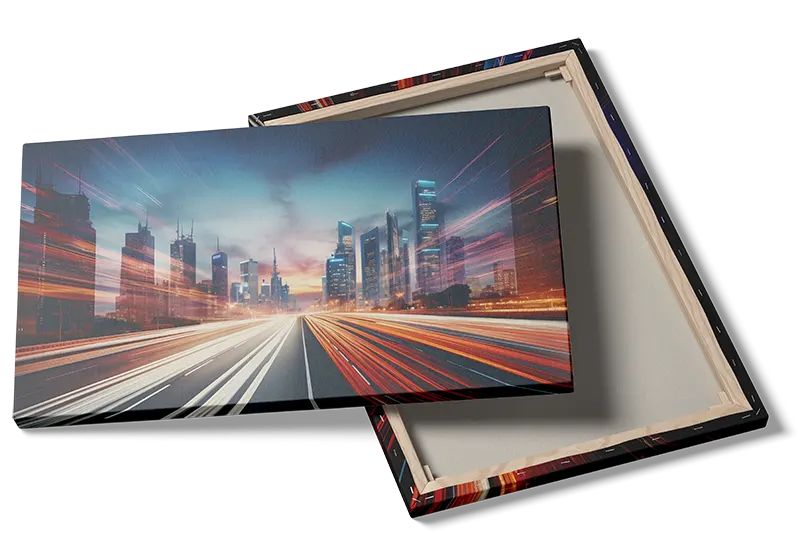 Lysstriber Mod Futuristisk Skyline