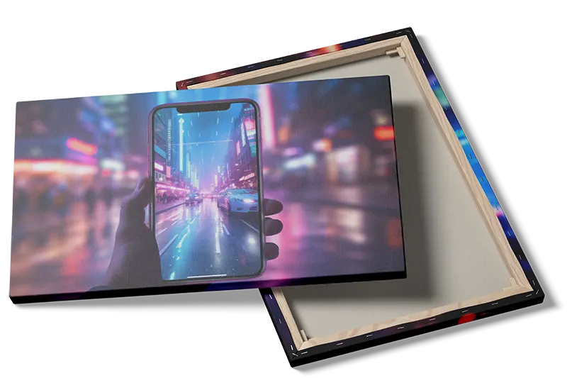 Neonlys Gennem Smartphone i Regn