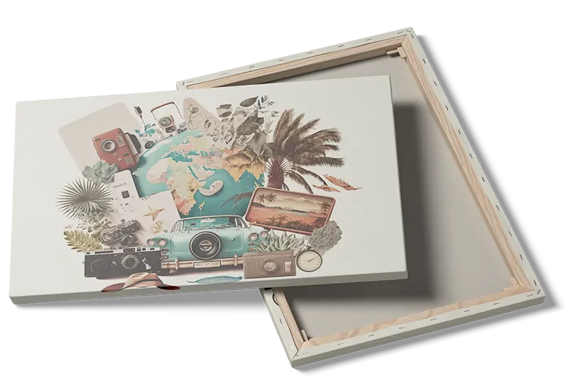 Retro Rejsecollage med Verdenskort