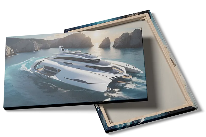 Futuristisk Superyacht ved Klippekyst