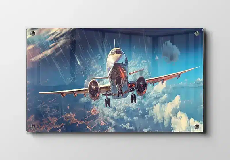 Grafisk Passagerfly Over Skyer