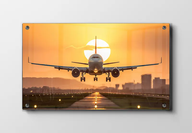 Grafisk Passagerfly ved Solnedgangslanding