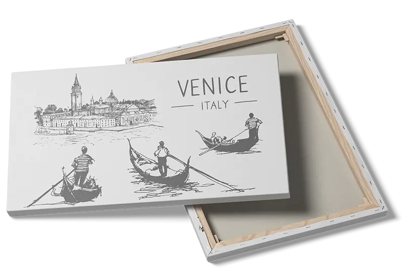 Venice Italy Black White Illustration