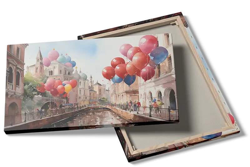 Colorful Balloon Canal Scene