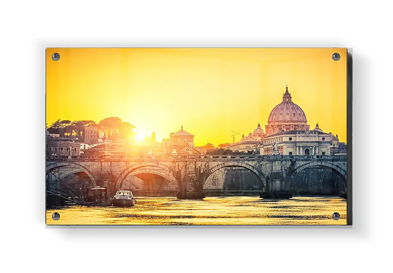 Golden Sunset Over Historic Bridge