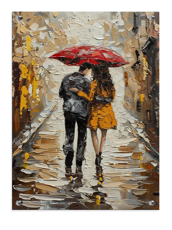 Crimson Umbrella Embrace Plakat