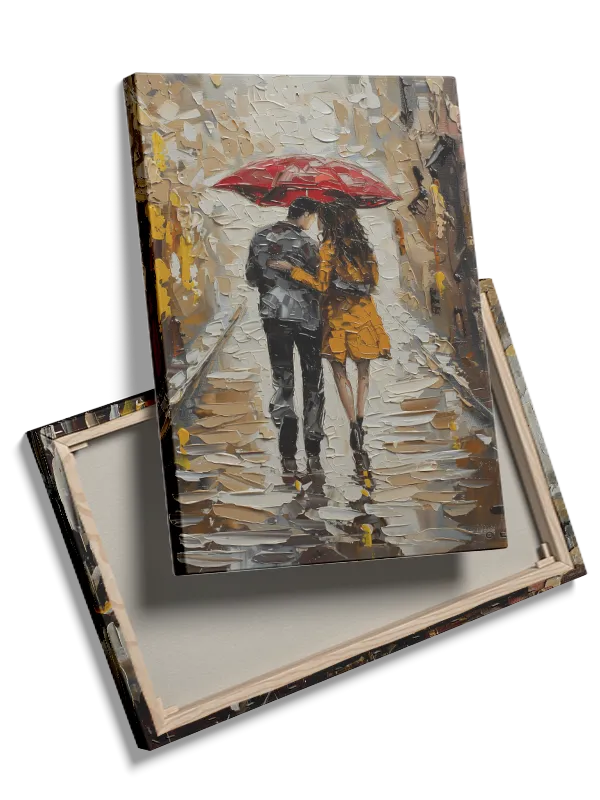Crimson Umbrella Embrace Plakat