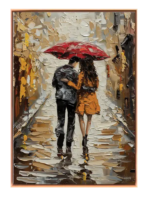 Crimson Umbrella Embrace Plakat