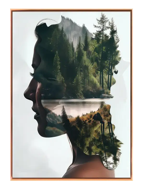 Forest Silhouette Fusion Plakat
