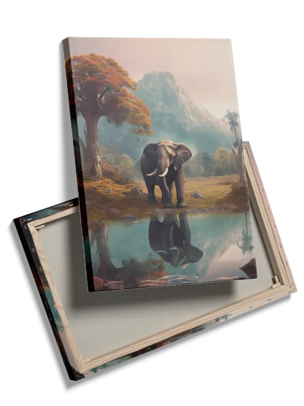 Elephant Reflection Oasis Plakat
