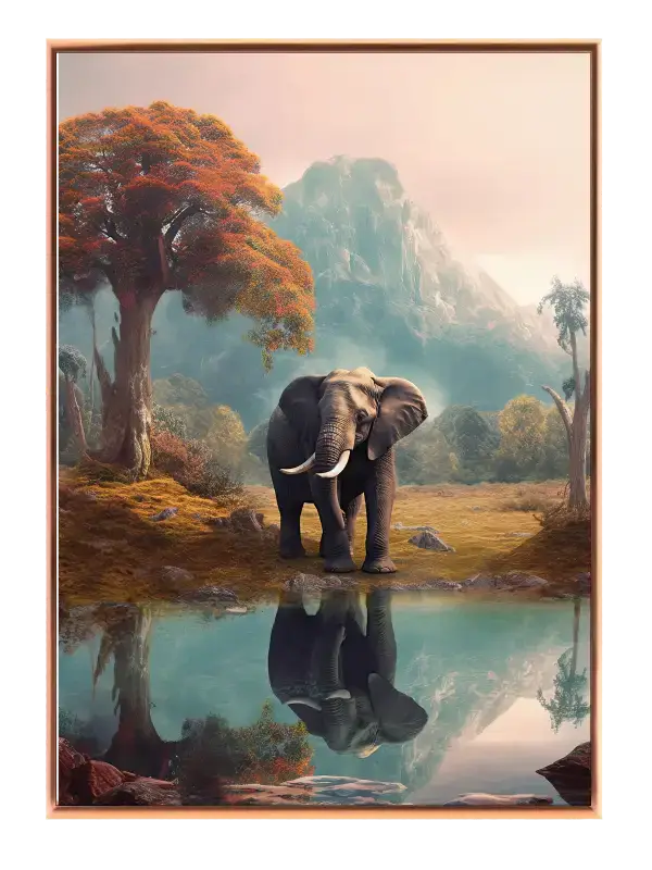 Elephant Reflection Oasis Plakat