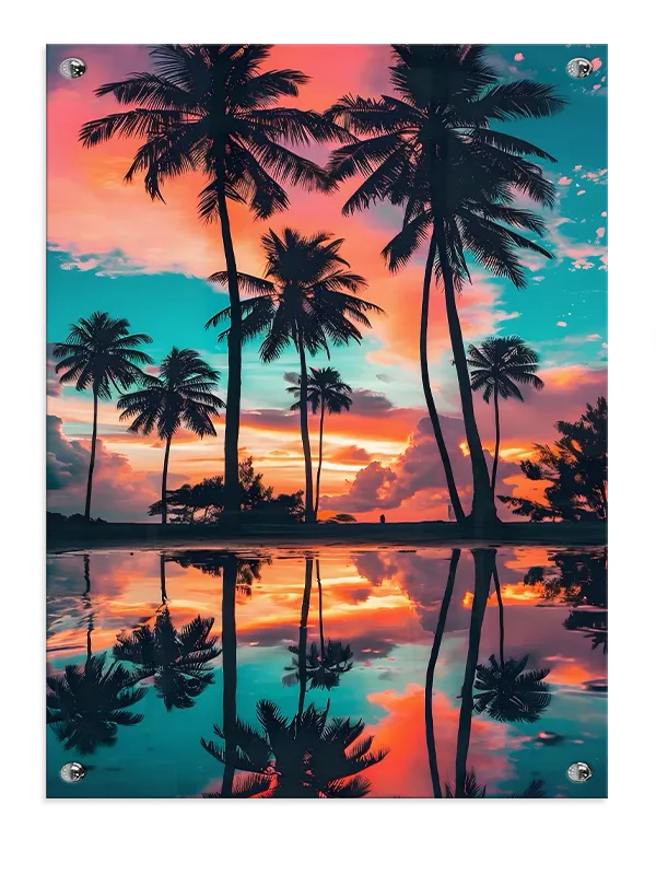 Palmer i Solnedgang Plakat
