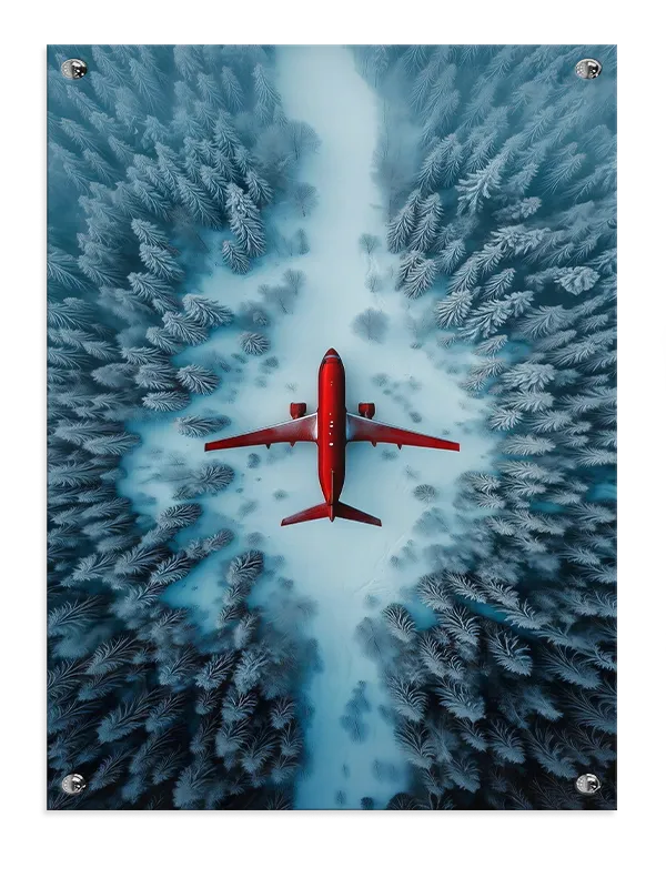 Rødt Fly Over Vinterlandskab Plakat