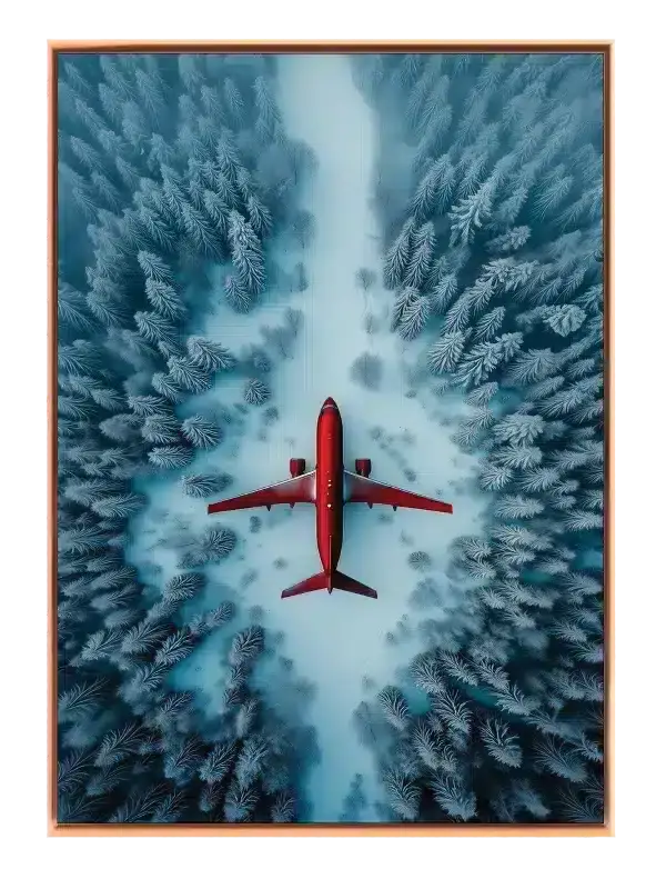 Rødt Fly Over Vinterlandskab Plakat