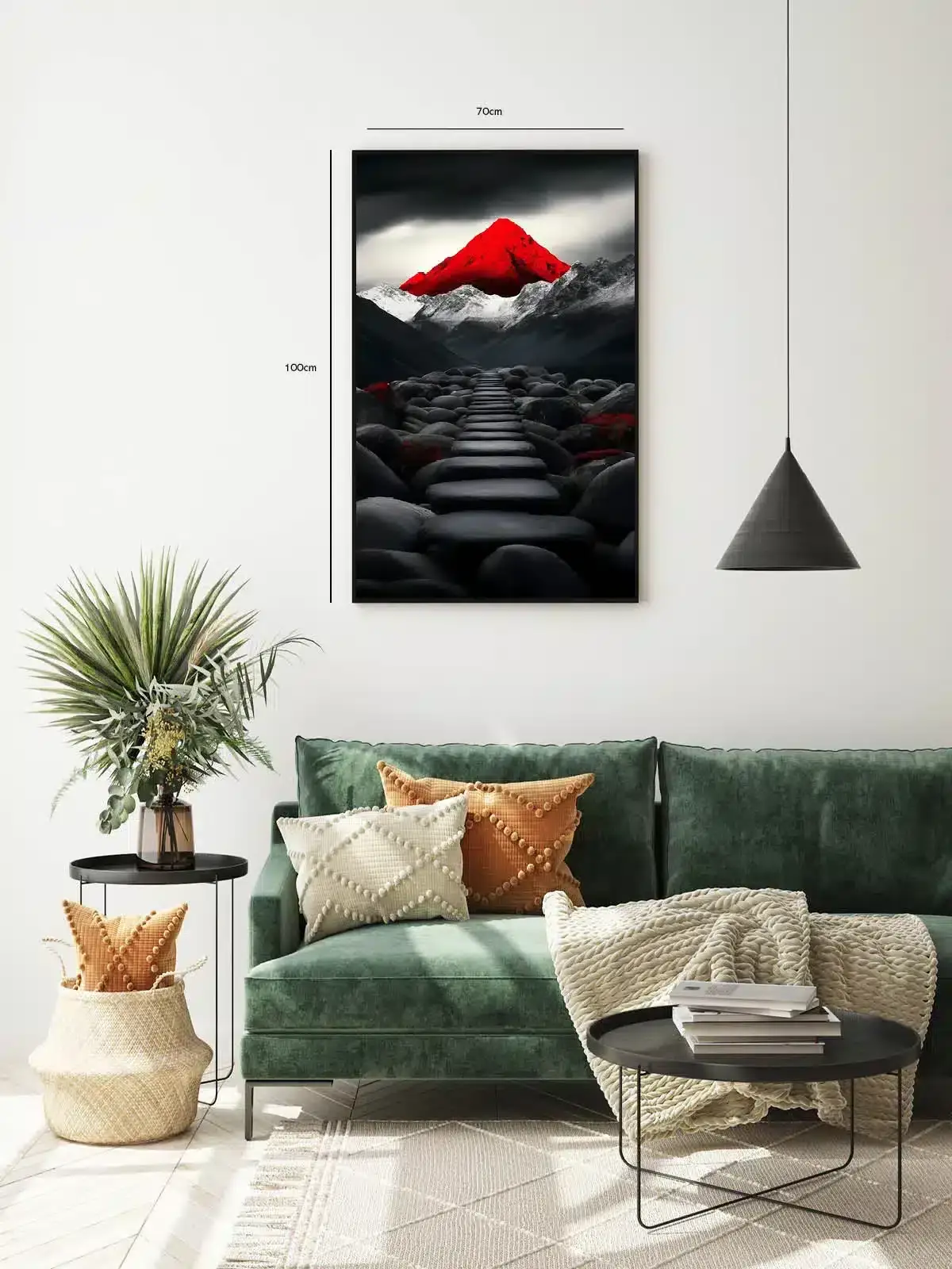 Rødt Bjerg i Mørke Plakat