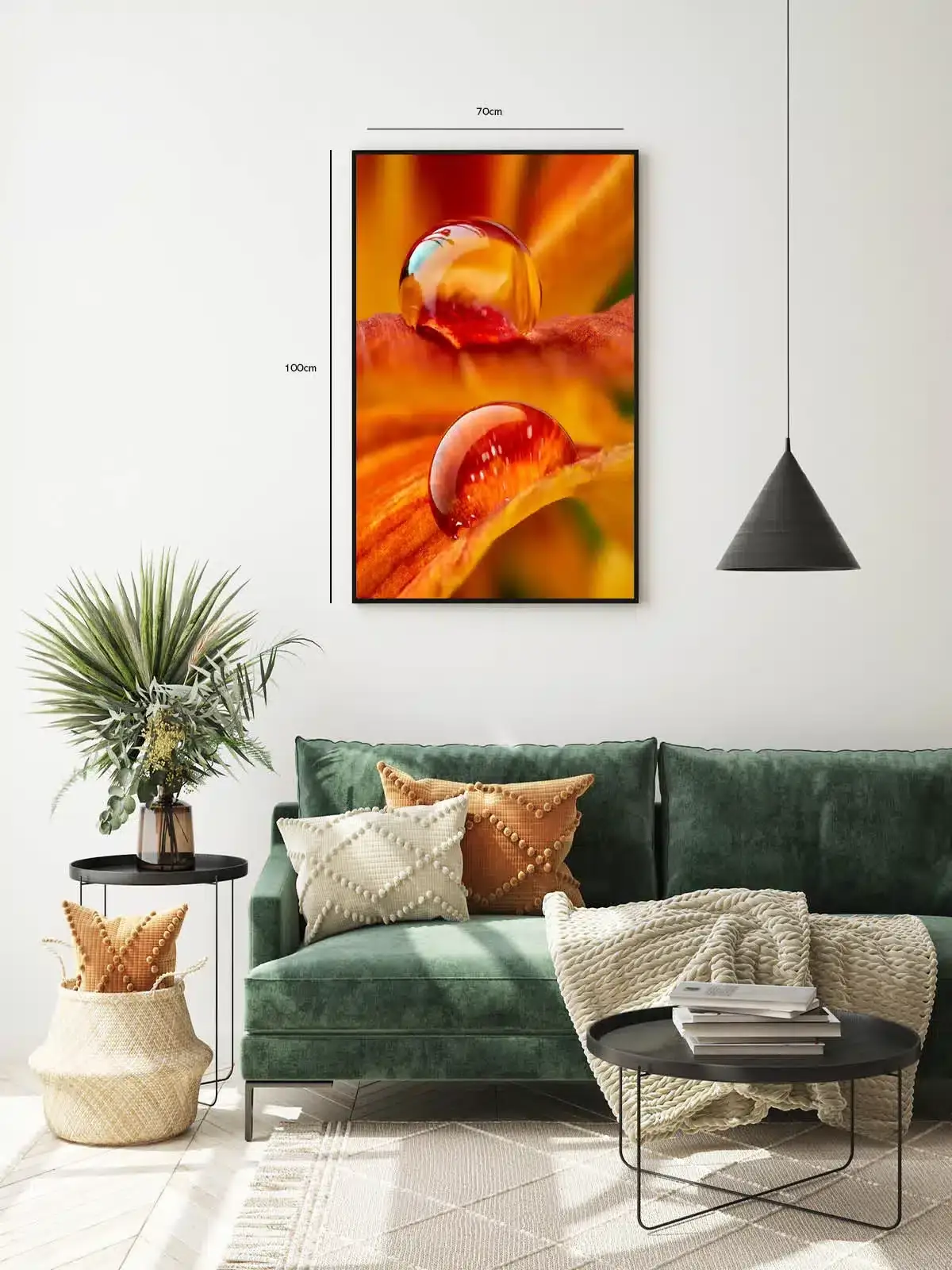 Vanddråber på Orange Blomst Plakat