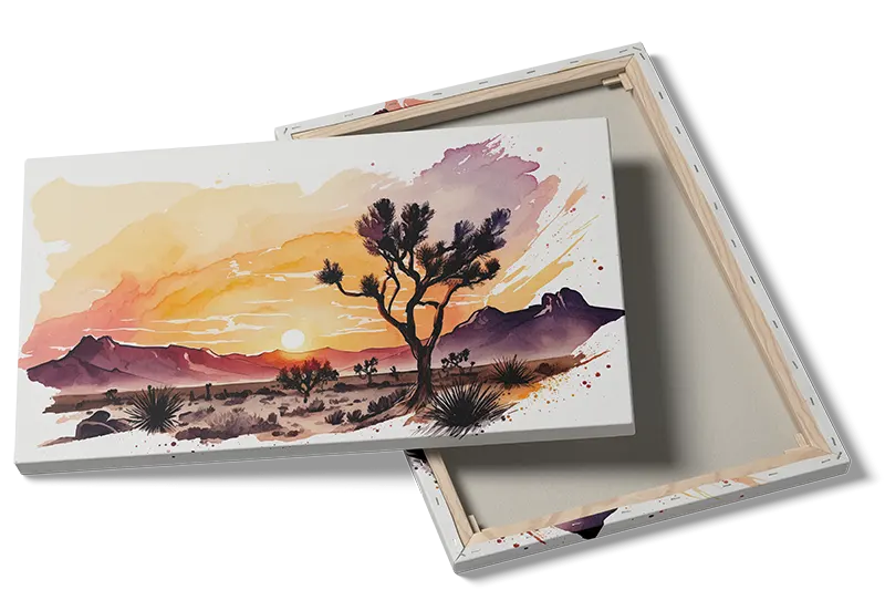 Ørkenlandskab Ved Solnedgang Plakat