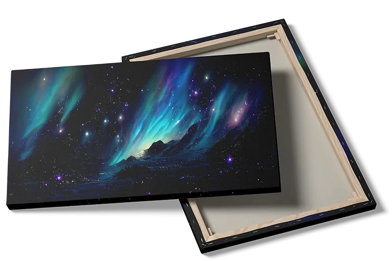 Nordlys Over Sneklædte Toppe Plakat
