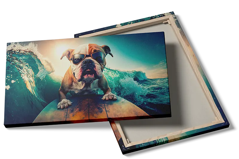 Cool Bulldog på Surfbræt Plakat