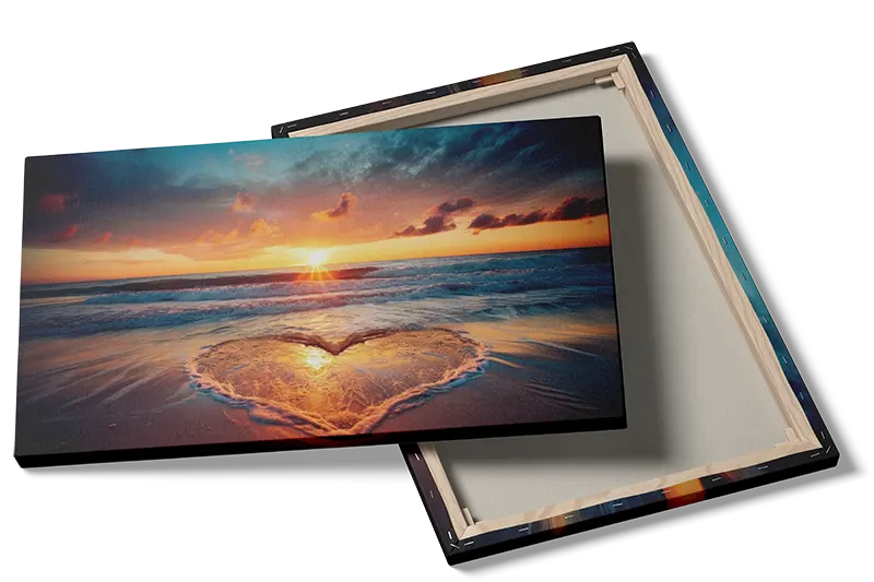 Solnedgang ved Hjerteformet Strand Plakat