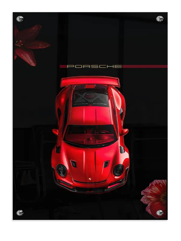 Rød Porsche Sportsvogn
